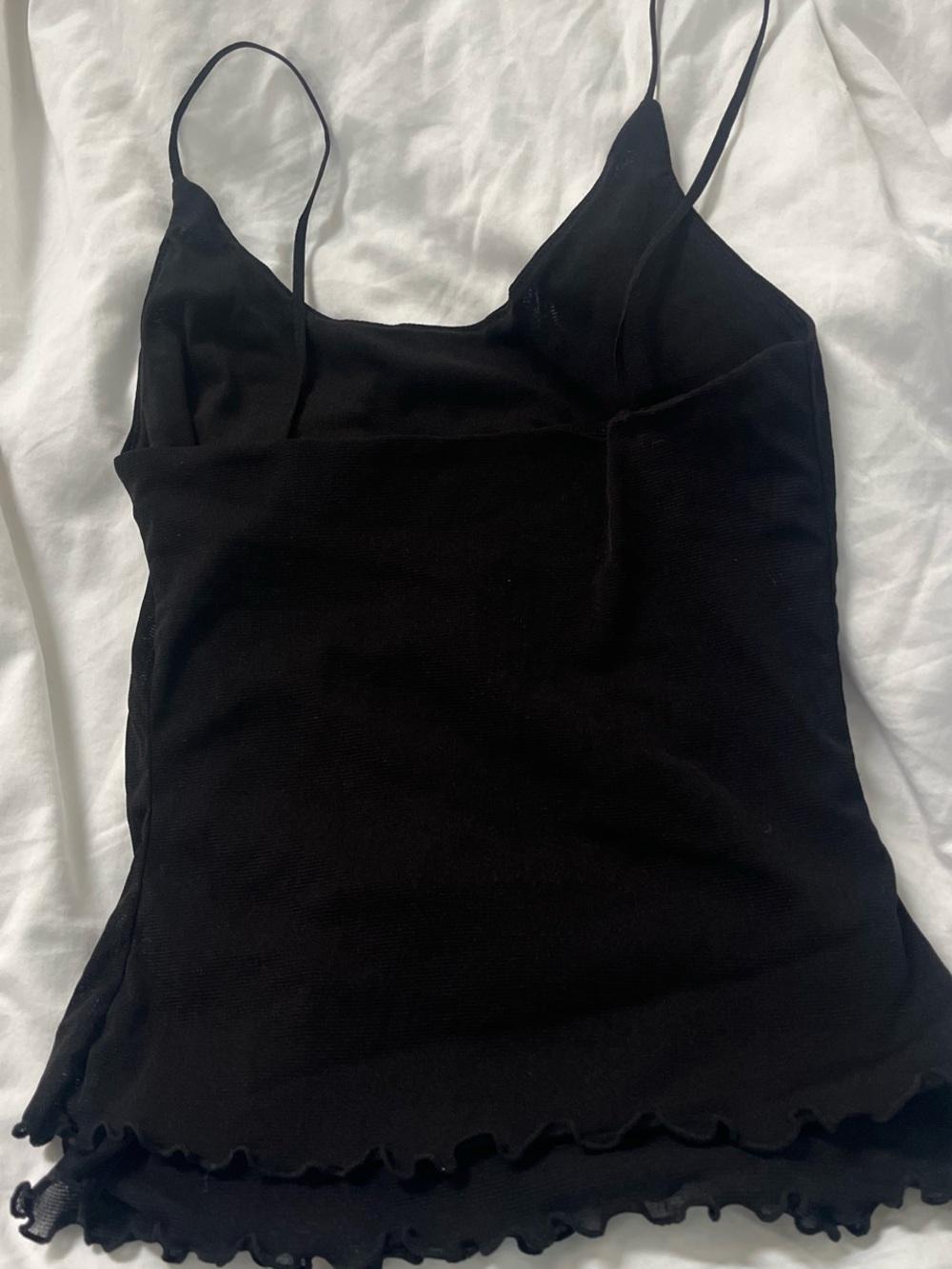John Galt Black Ruffle-Hem Spaghetti Strap Cami